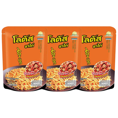 Lotus - Chicken Leg Snacks - Bacon Flavor 20 g. (Pack of 3) - Made in Thailand