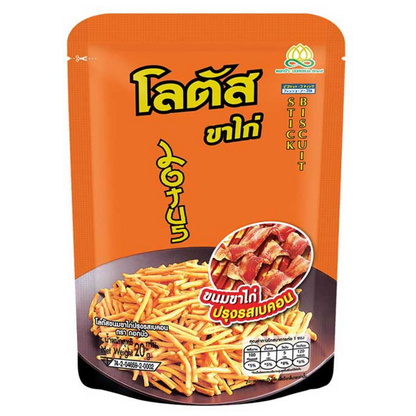 Lotus - Chicken Leg Snacks - Bacon, Thai-style, and Spicy-Sour Flavors 15 g. each (Pack of 3 Mix) - Made in Thailand