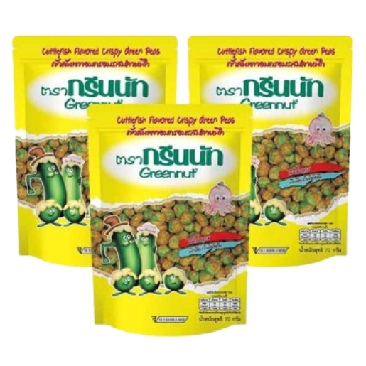 Green Nut - Squid Peas 70g. (Pack of 3)