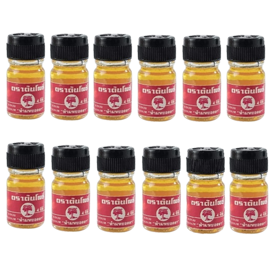 Somthawin - Ang Ki, Yellow Oil (Turmeric, Peppermint, Camphor), relieves dizziness and faintness 4ml. (Pack of 12)