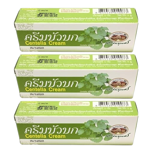Abhaibhubejhr - Centella Asiatica Cream 10 g. (Pack of 3) - Made in Thailand
