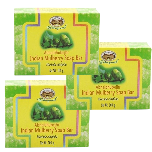 Abhaibhubejhr - Noni Soap Bar 100 g. (Pack of 3) - Made in Thailand