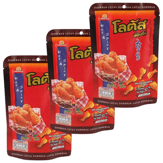 Lotus - Chicken Leg Snacks - Spicy and Sour Flavor 15 g. (Pack of 3) - Made in Vietnam