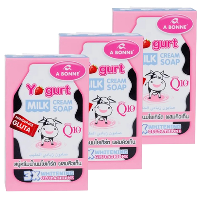 A Bonne' - Yogurt Milk Cream Soap with Q10 90g. (Pack of 3)