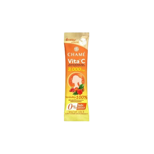 Chame' - Vita Pus C 3000 mg. - Acerola Roes Hips (10 Sachets) - Made in Thailand