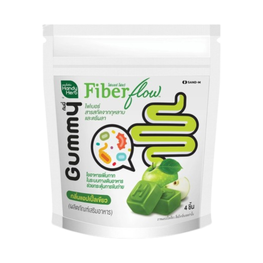 Handy Herb - Fiber flow Gummy Jelly, Fiber Rose extract and Triphala, Green Apple flavor (Pack of 3 sachets, 4 pcs. per sachet)