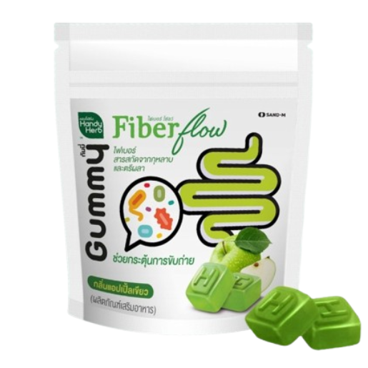 Handy Herb - Fiber flow Gummy Jelly, Fiber Rose extract and Triphala, Green Apple flavor (Pack of 3 sachets, 4 pcs. per sachet)