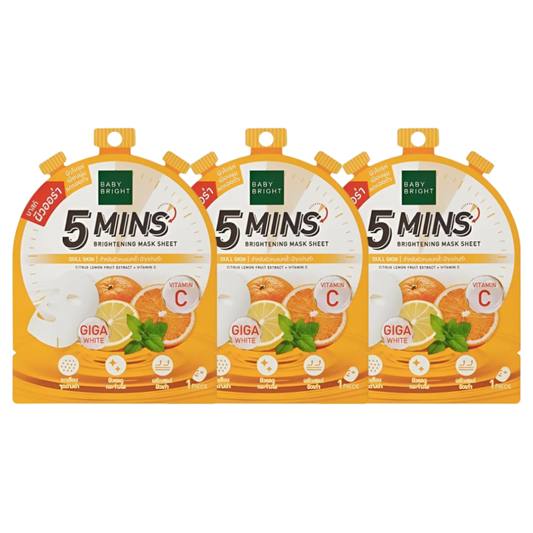 Baby Bright - 5 Mins Brightening Mask Sheet 18g. (Pack of 3)