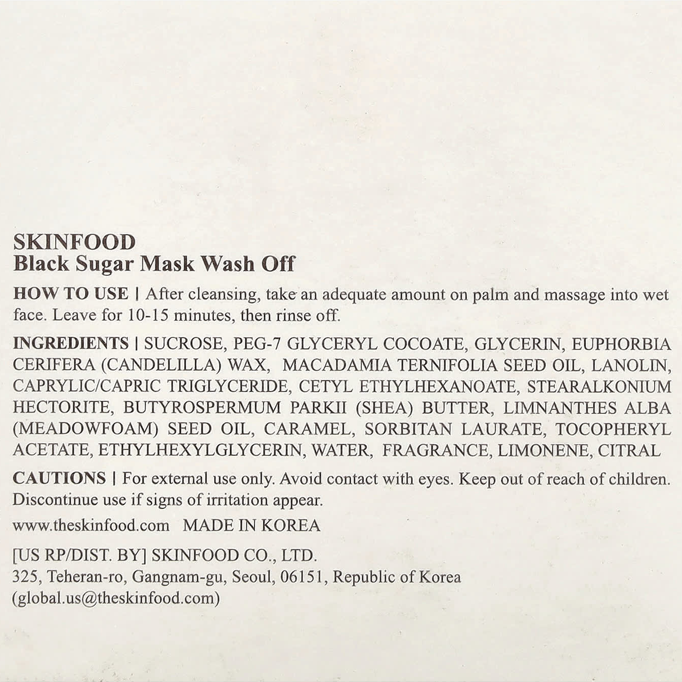Skinfood - Black Sugar Mask Wash Off 120g.