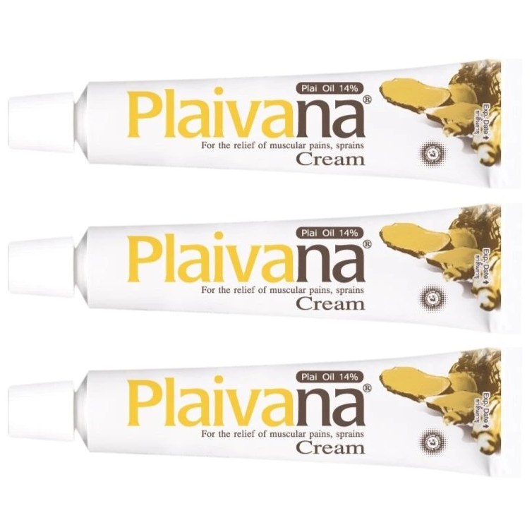 Plaivana - Cream Thai Herbal Plai Oil Natural Relieve Body Aches Rub 35g. (Pack of 3) - Made in Thailand