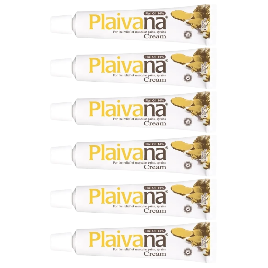Plaivana - Cream Thai Herbal Plai Oil Natural Relieve Body Aches Rub 35g. (Pack of 6) - Made in Thailand