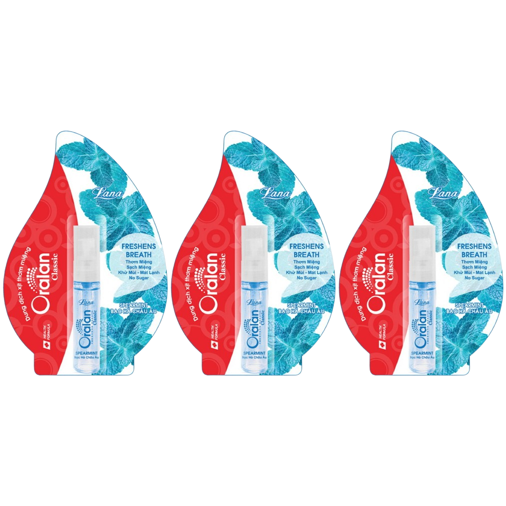 Lana - Oralan Classic Xịt Thơm Miệng Mint Breath Spray 8ml. (Pack of 3)