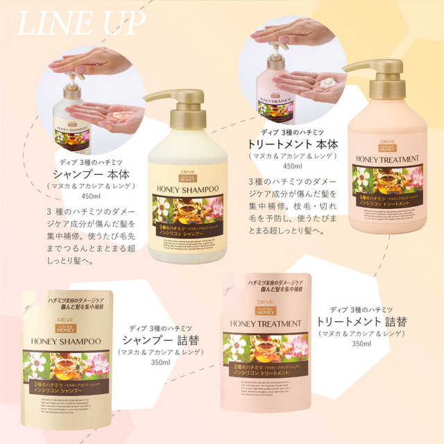 Kumano Yushi - Deve Natural Honey Shampoo 450ml.