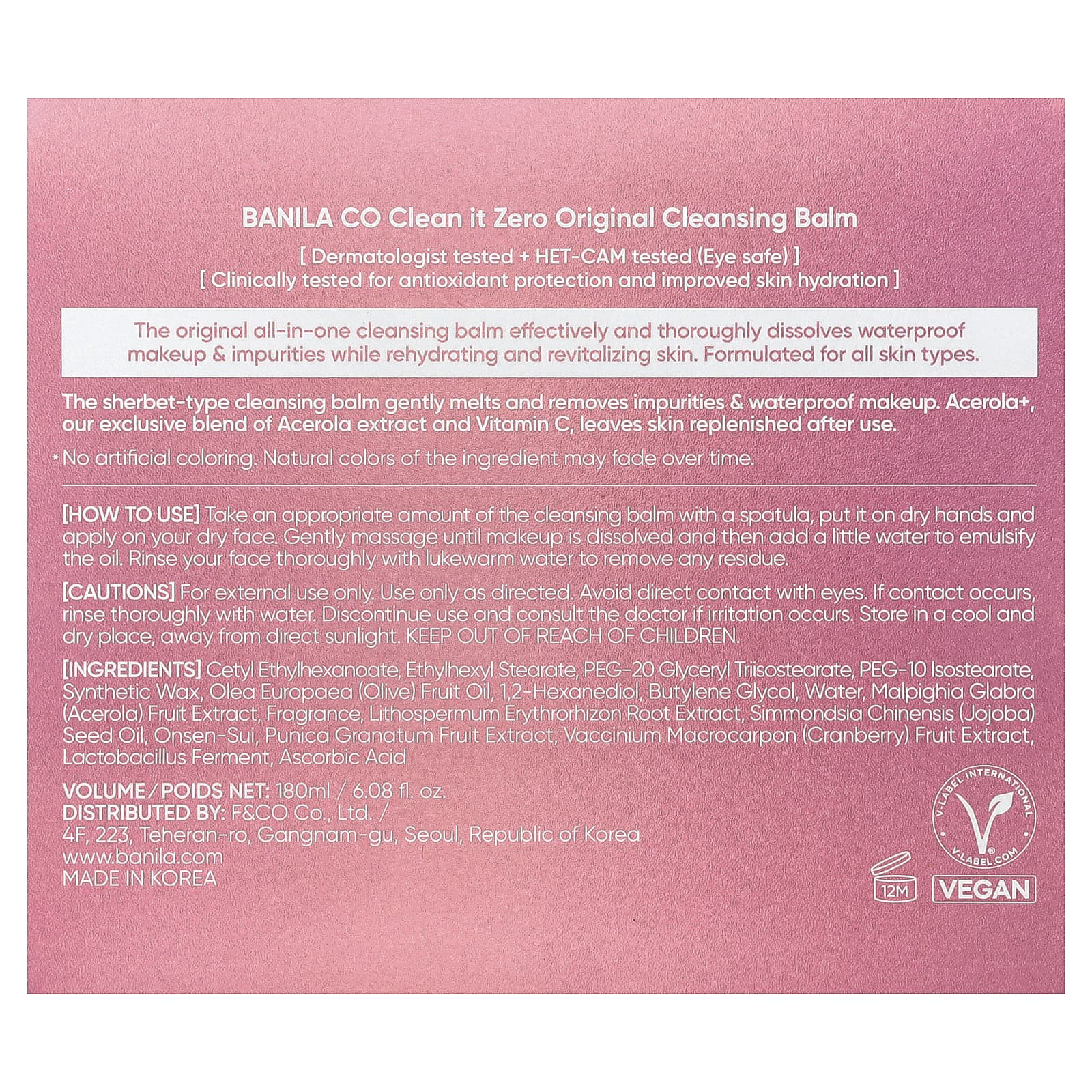 Banila - Clean It Zero Cleansing Balm Original 180ml.