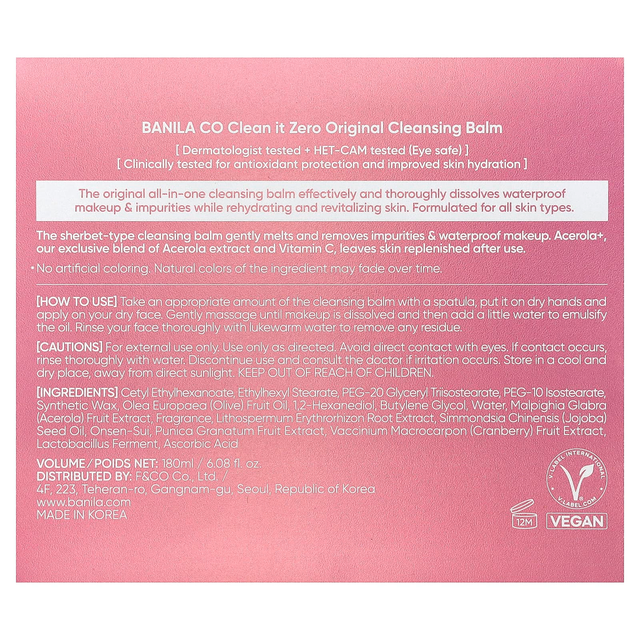 Banila - Clean It Zero Cleansing Balm Original 180ml.