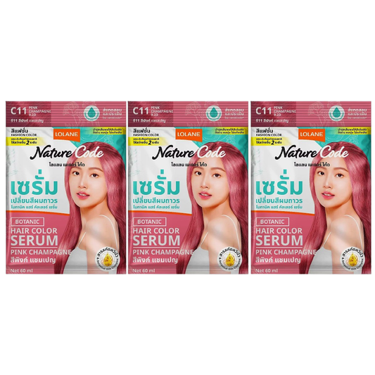 Lolane - Nature Code Botanic Hair Color Serum #C11 Pink Champagne 60ml. (Pack of 3)