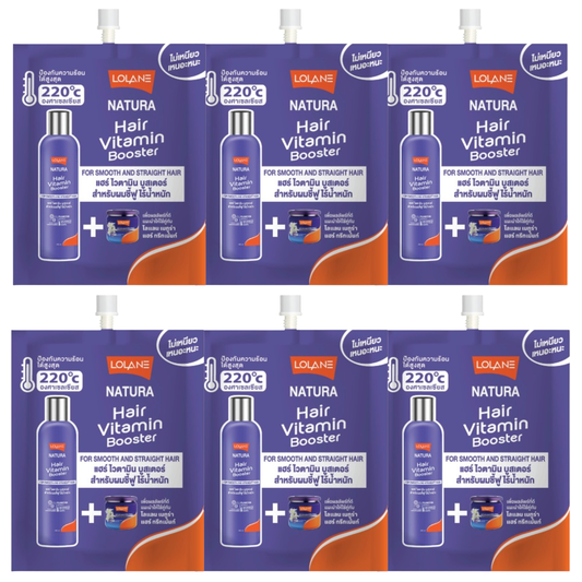 Lolane - Natura Hair Vitamin Booster For Smooth And Straight Hair 20ml. (Pack of 6)