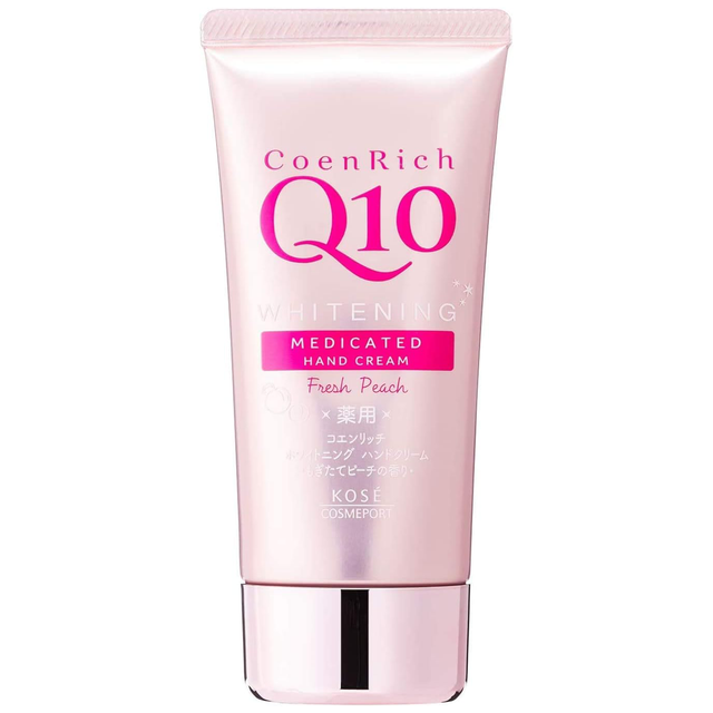 KOSE - CoenRich Q10 - Whitening Fresh Peach Medicated Hand Cream 80g.