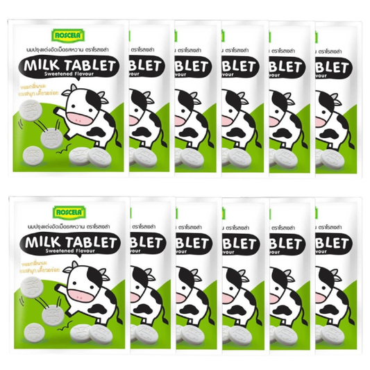 Rosela - Milk Tablet - Sweetened Compressed Milk 15 g. (Pack of 12) - Made in Thailand