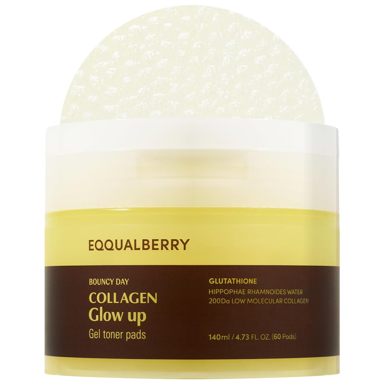EQQUALBERRY - Collagen Glow Up Gel Toner Pads (60 Pads)