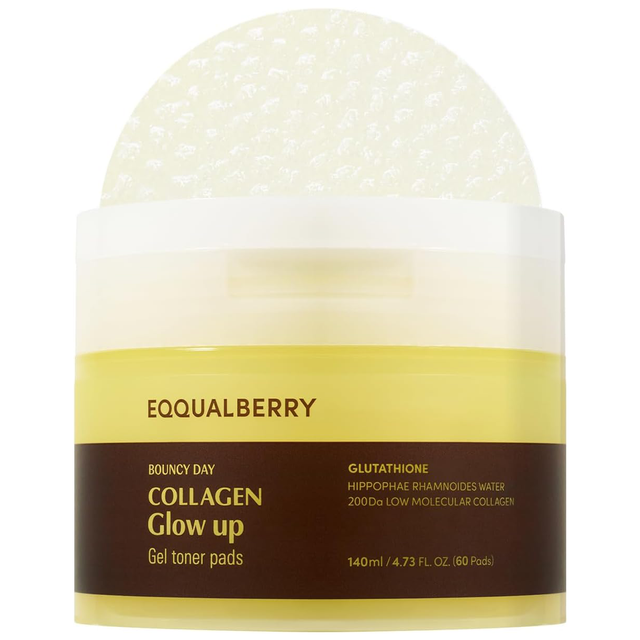 EQQUALBERRY - Collagen Glow Up Gel Toner Pads (60 Pads)