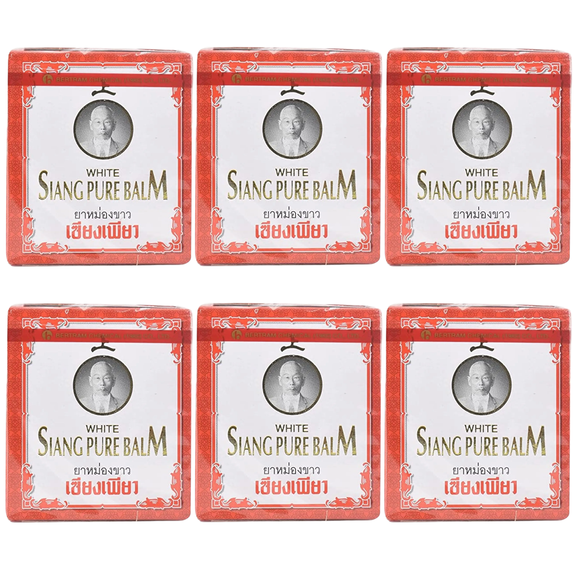 Siang Pure - Wite Balm for Massage 12 g. (Pack of 6) - Made in Thailand
