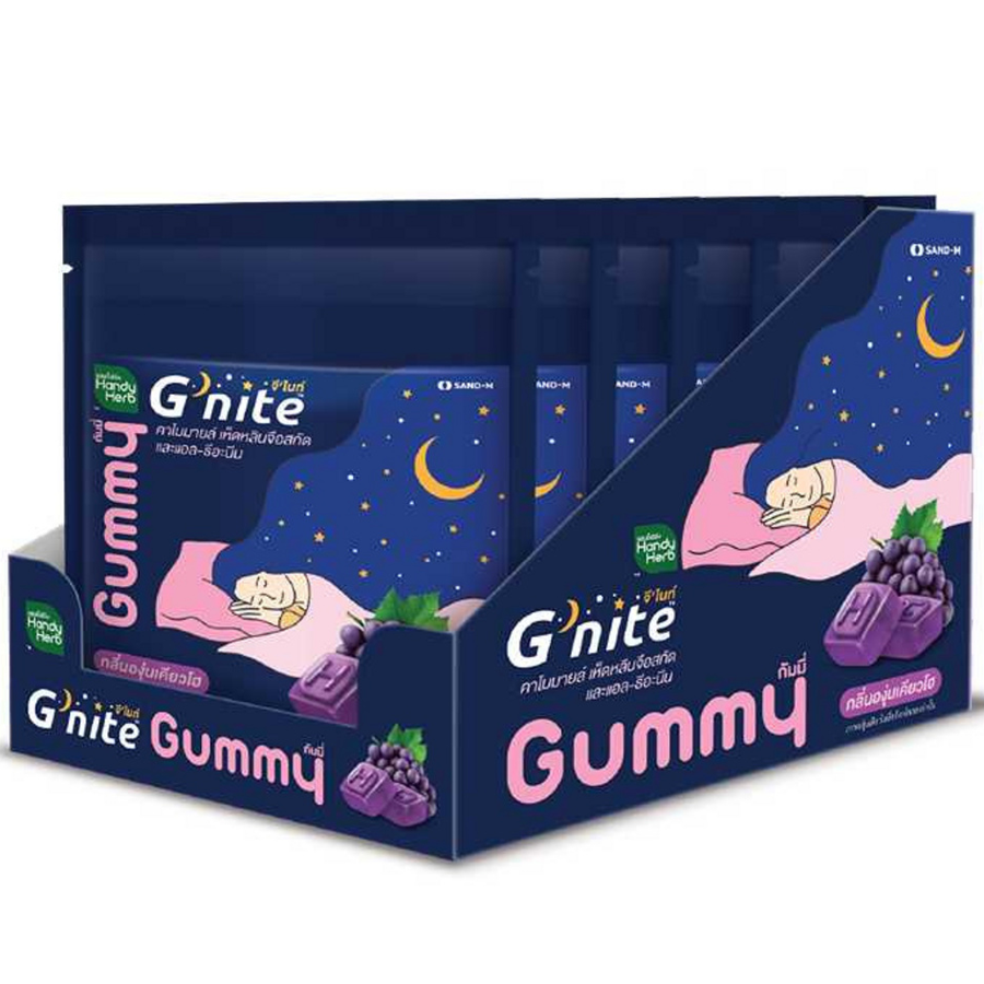Handy Herb - Gnite Beautie Gummy Jelly, Chamomile, Reishi Mushroom Extract and L-Theanine, Sleep Fast, Kyoho Grape flavor (Box of 6 sachets, 4 pcs. per sachet)