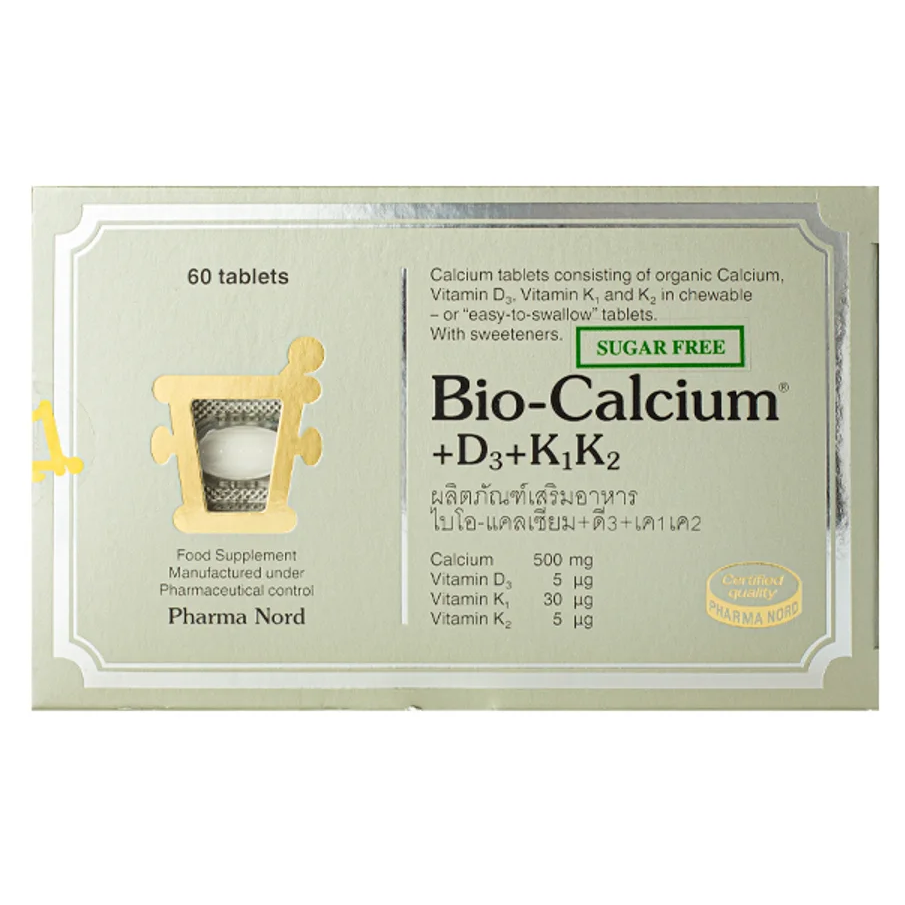 Pharma Nord - Bio-Calcium+D3+K1K2, Calcium Supplement, Vitamin D3 and Vitamin K (60 tablets)