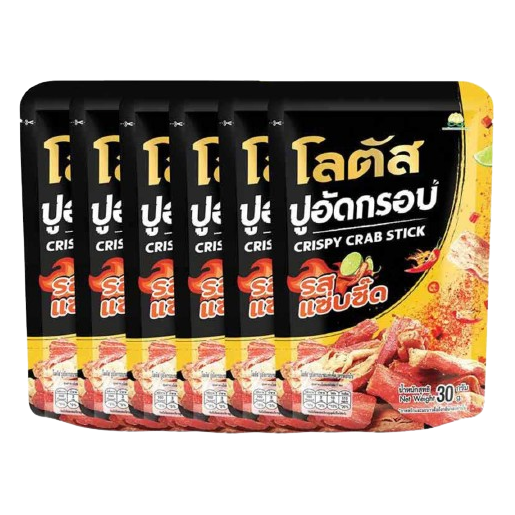 Lotus - Crispy Crab Sticks, Spicy and Sour Flavor, 30 g. (Pack of 6)