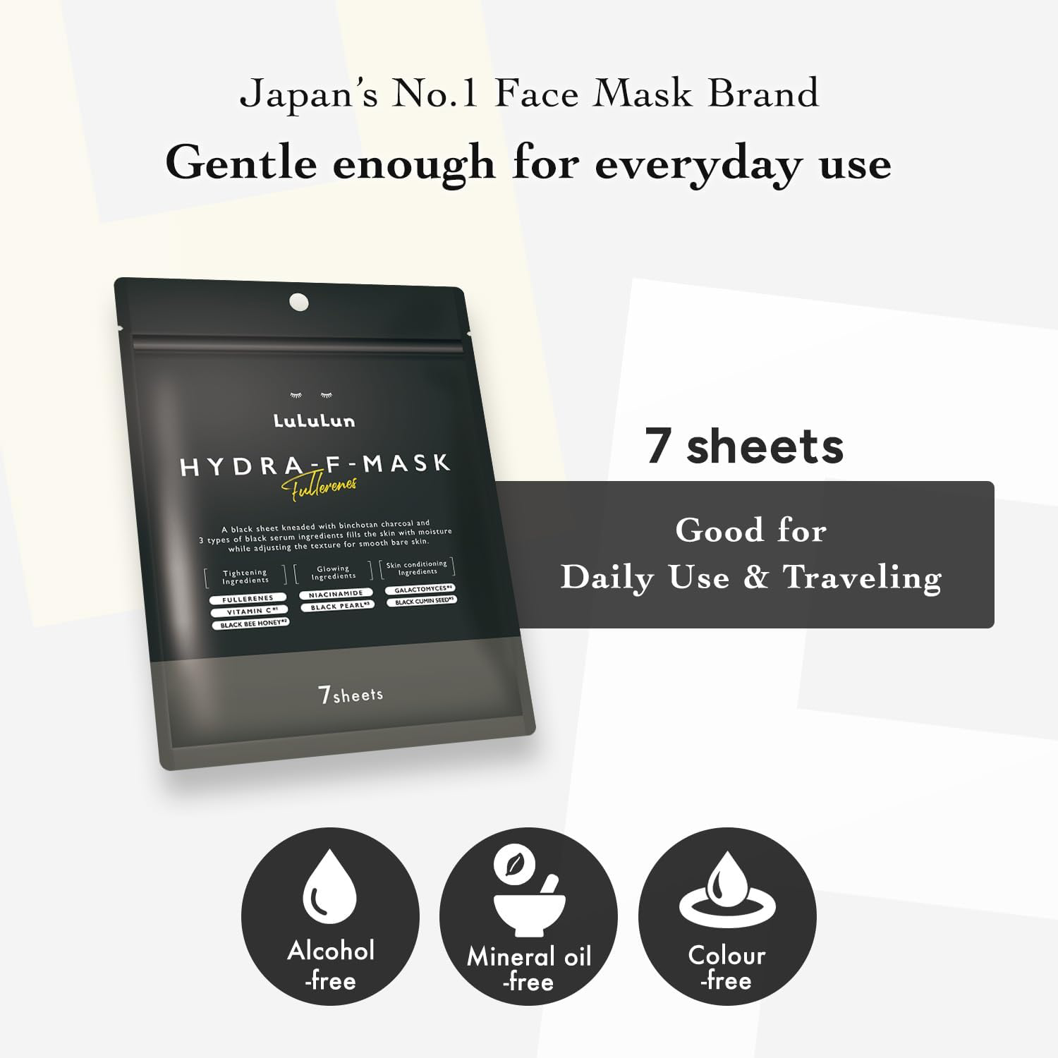Lululun - Hydra F Mask Fullerenes Face Masks 114ml. (7 Sheets)