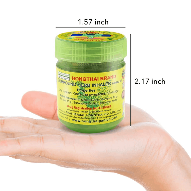 Hong Thai - Green Traditional Compound Thai Herbal Inhaler Yadom - Nasal Inhalant (Pack of 6) - Made in Thailand