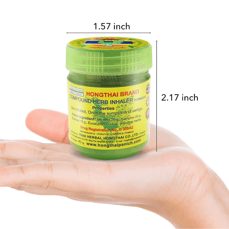 Hong Thai - Green Traditional Compound Thai Herbal Inhaler Yadom - Nasal Inhalant (Pack of 6) - Made in Thailand