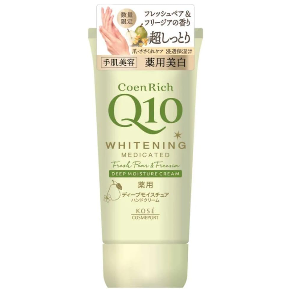 KOSE - CoenRich Q10 - Whitening Medicated Deep Moisture Hand Cream, Fresh Pear & Freesia 80g.