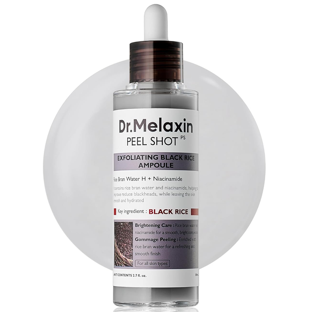 Dr.Melaxin - Peel Shot Exfoliant Black Rice Ampoule with Rice Bran Water H + Niacinamide 80ml.