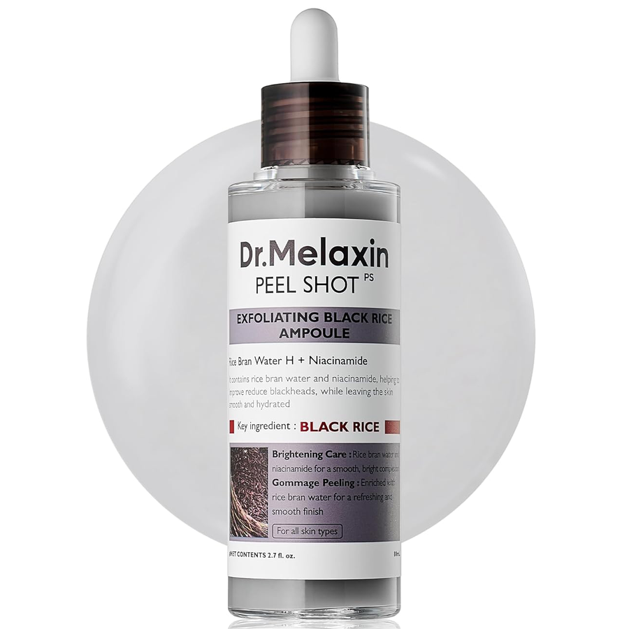Dr.Melaxin - Peel Shot Exfoliant Black Rice Ampoule with Rice Bran Water H + Niacinamide 80ml.
