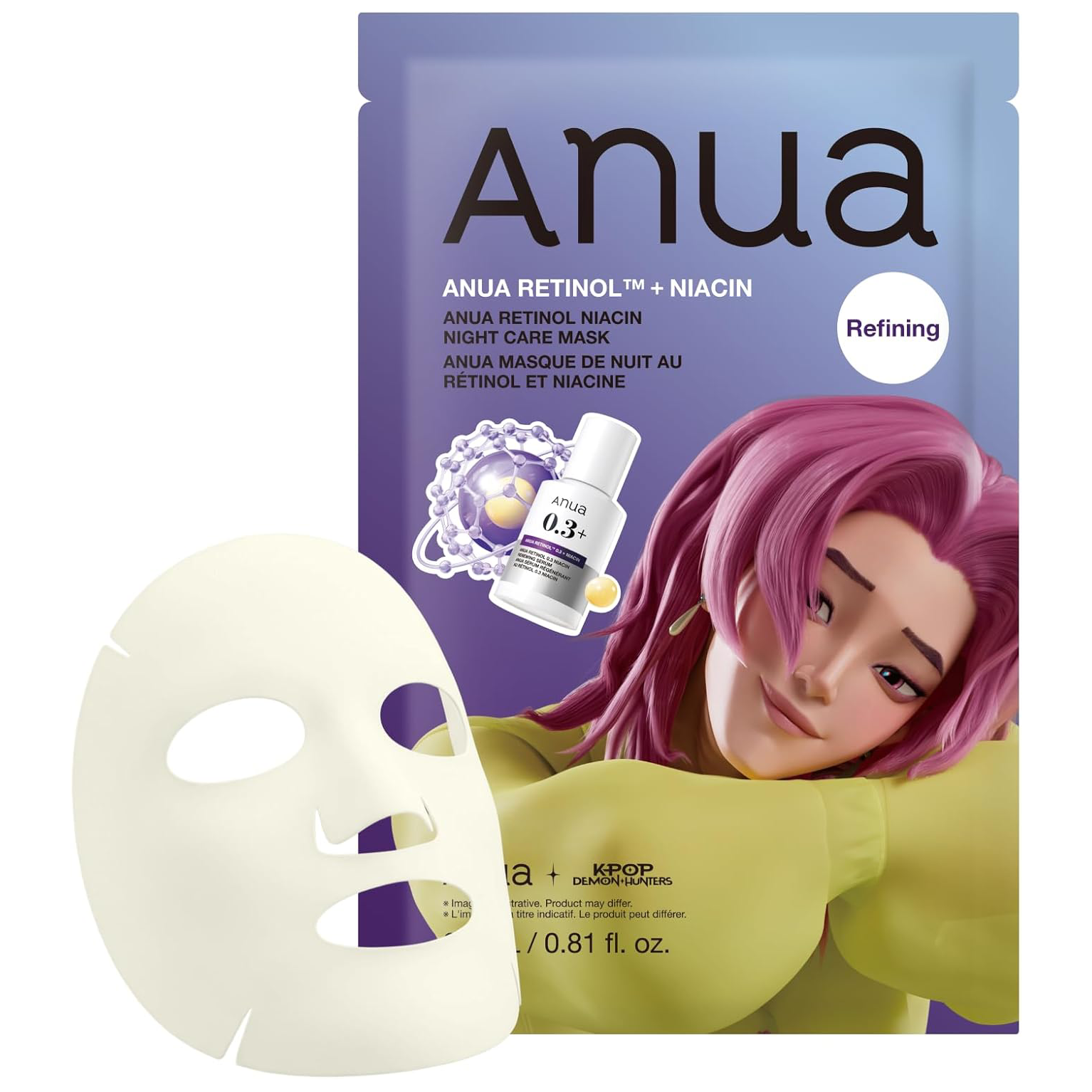 Anua - Kpop Demon Hunters Retinol Niacin Night Care Mask 24ml. (Pack of 3)