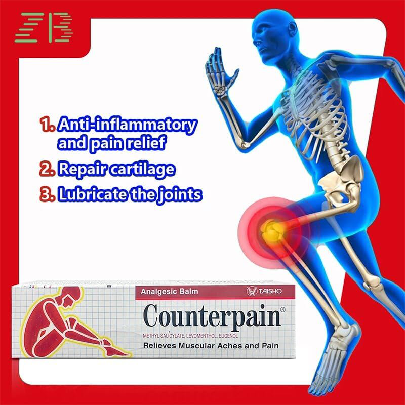 Counterpain - Analgesic Balm - Warm Cream Relief Muscular Pain Aches 120g. (Pack of 3) - Made in Thailand