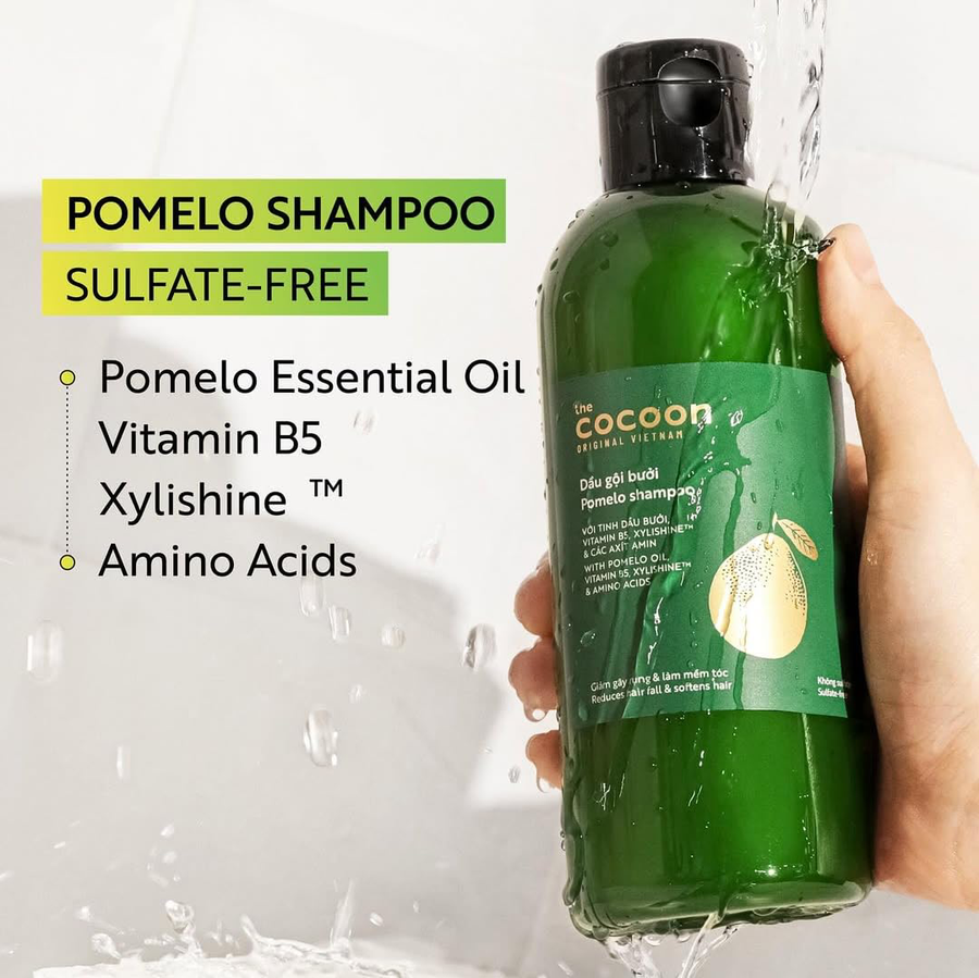 Cocoon Vietnam - Pomelo Shampoo (Dầu Gội Bưởi) with Pomelo Oil, Vitamin B5, Xylishine™ & Amino Acids, Sulfate-Free 310ml.