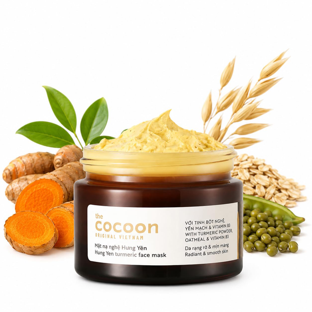 Cocoon Vietnam - Hung Yen Turmeric Face Mask (Mặt Nạ Nghệ Hưng Yên) with Turmeric Powder & Oatmeal 30ml.