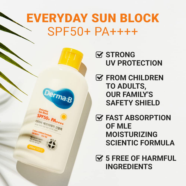 DERMA B - Everyday Sun Block SPF50+ PA++++ 200ml.