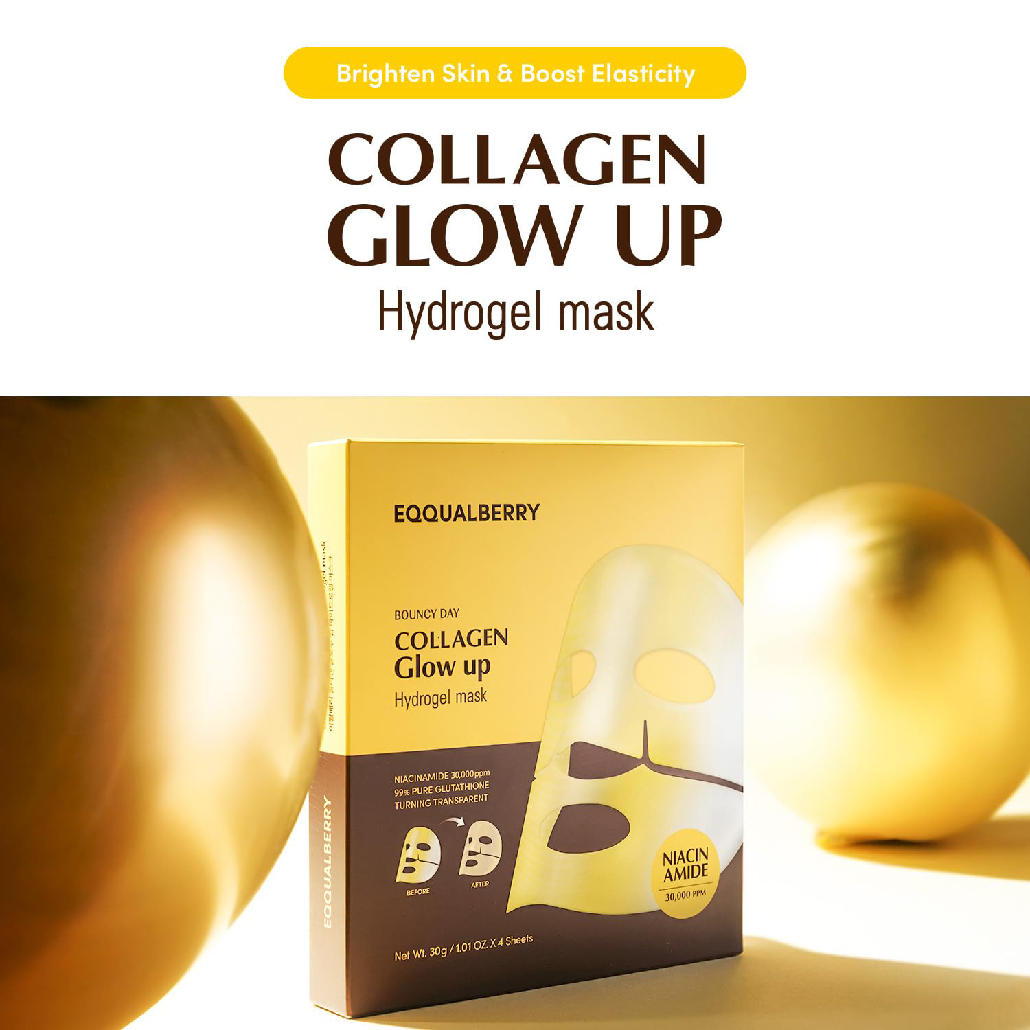 EQQUALBERRY - Collagen Glow Up Hydrogel Mask 30g. (Pack of 3)