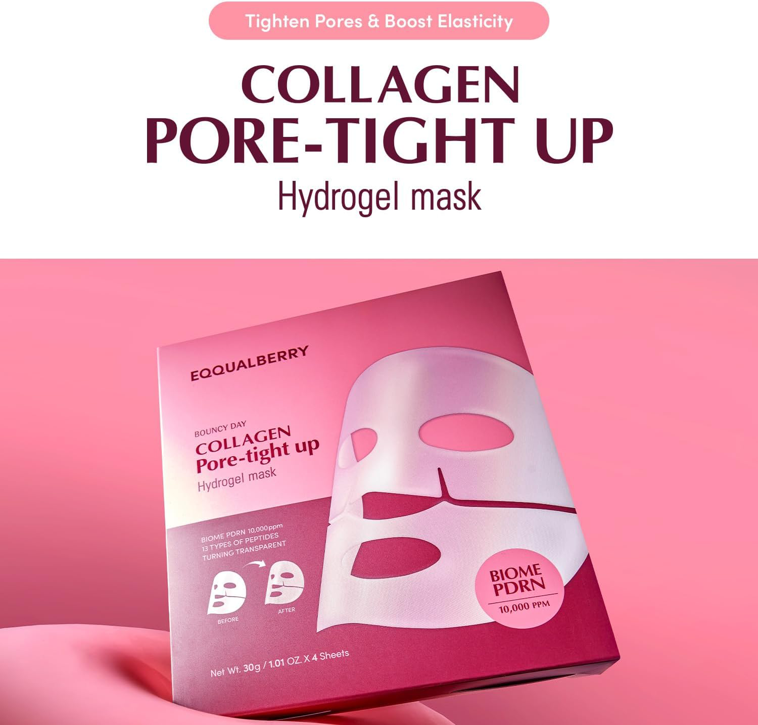 EQQUALBERRY - Collagen Pore-Tight Up Hydrogel Mask 30g. (Pack of 3)