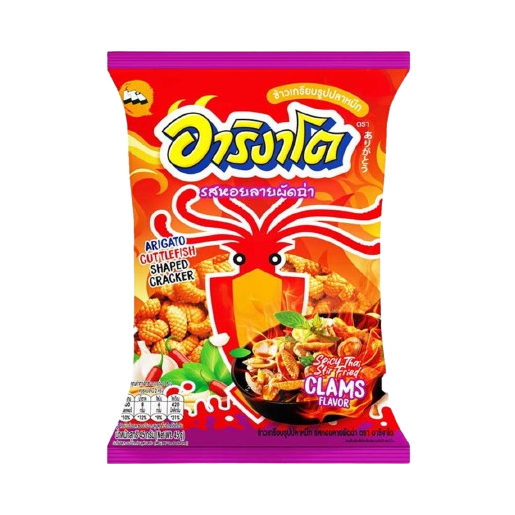 Arigato - Squid Crackers - Stir-Fried Clams 45g. (Pack of 3)