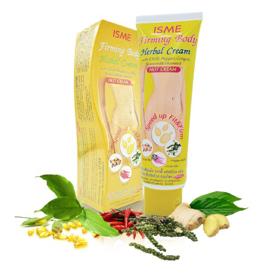 ISME - Firming Body Hot Herbal Cream with Chilli, Pepper, Ginger, Seaweed & Vitamin E 120g.