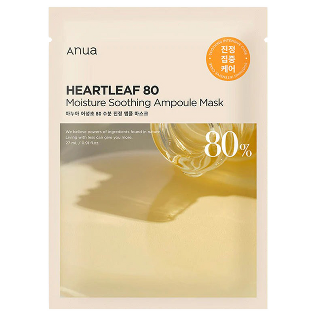 Anua - Heartleaf 80 Moisture Soothing Ampoule Mask 27ml. (Pack of 6)