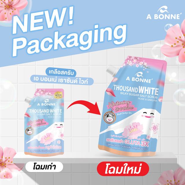 A Bonne' - Thousand White Silky Sugar Salt Scrub Rose & Sakura 350g.