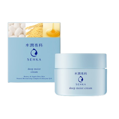 Senka - Deep Moist Cream with Natural Moisturising Complex + CoEnzyme Q10 50g. (Bouncy & Supple Bare Skin)