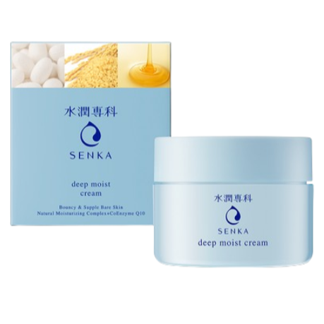 Senka - Deep Moist Cream with Natural Moisturising Complex + CoEnzyme Q10 50g. (Bouncy & Supple Bare Skin)