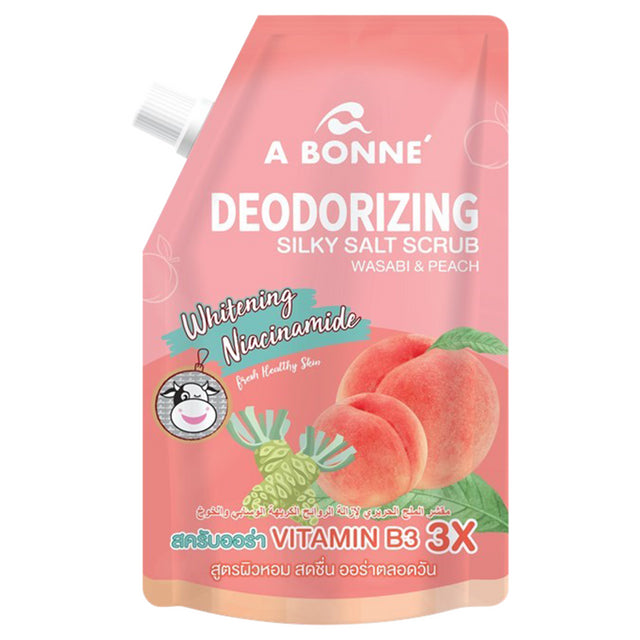 A Bonne' - Deodorizing Silky Salt Scrub Wasabi & Peach 350g.