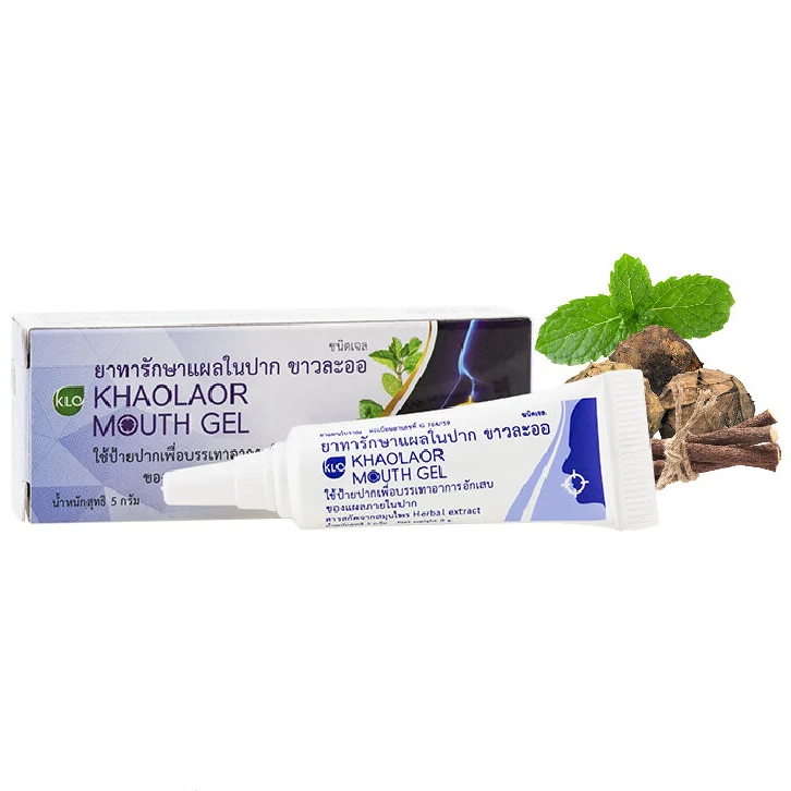 Khaolaor - Khaolaor Mouth Gel, Mouth Ulcer Gel (Herbal Extract, Menthol, Peppermint Oil) Tube 5g.